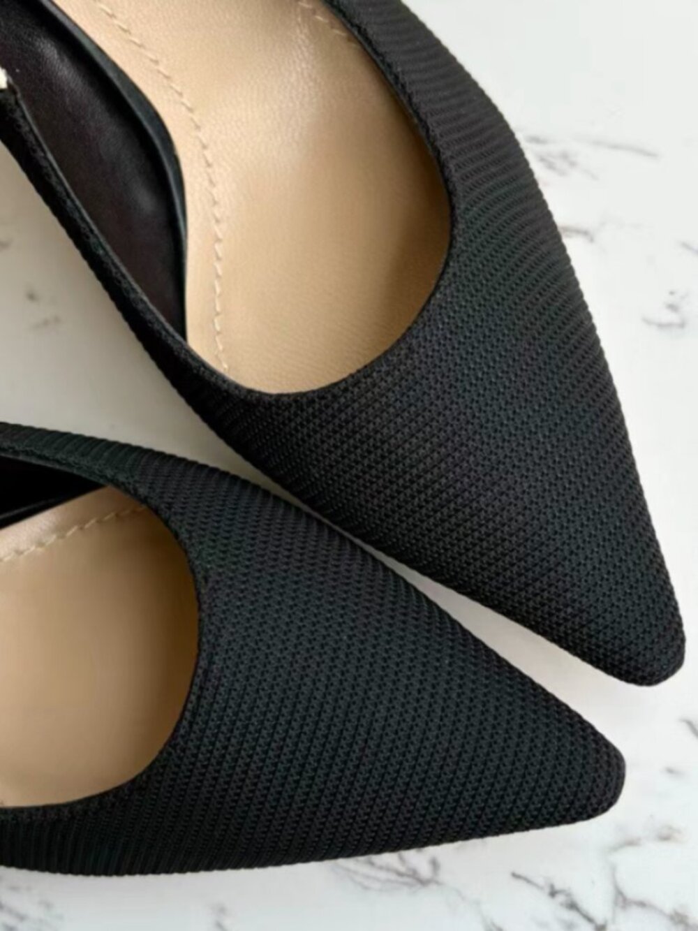 Dior J'ADIOR Black Fabric Slingback Pointed Toe High Heels - Picture 5 of 8